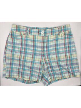 Talbots Shorts Women's Petite Size 10P Blue & Pink Plaid Cotton Shorts